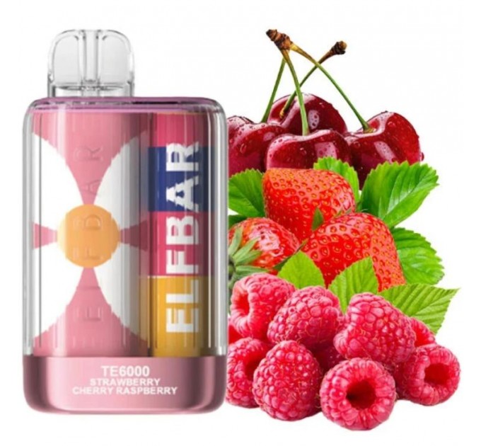 Одноразовая Pod-система Elf Bar TE6000 Strawberry Cherry Raspberry
