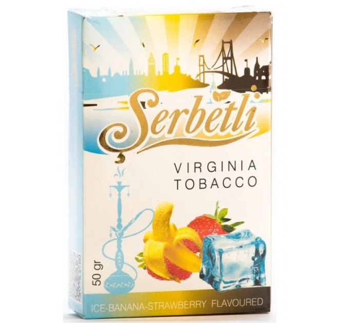 Тютюн Serbetli Ice Banana Strawberry (Крижаний Банан та Полуниця) 50 грам