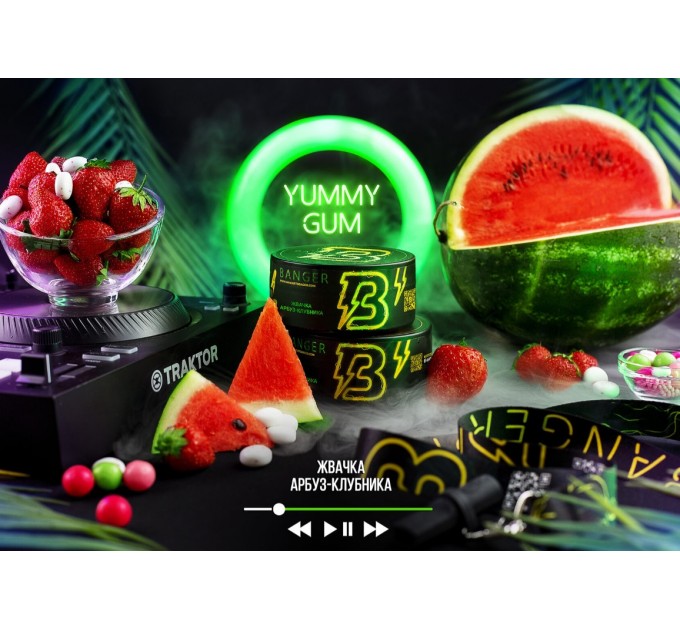 Тютюн Banger Yummy gum (Жуйка, Кавун, Полуниця) 100 грам