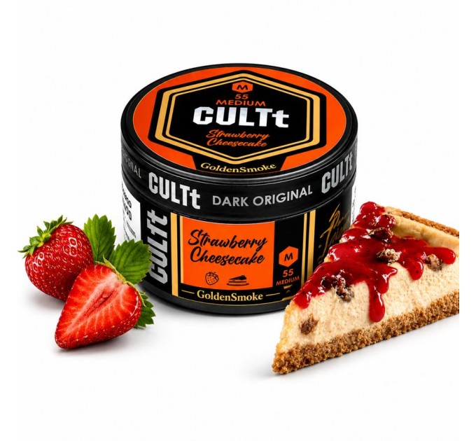 Табак CULTt Medium M55 Strawberry Cheesecake (Клубничный чизкейк) 100 грамм