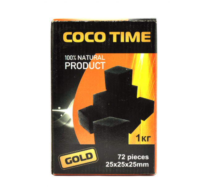 Уголь кокосовый Coco Time 1кг (72 штук) в упаковке