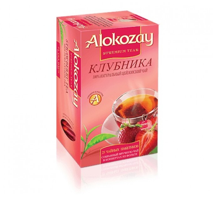 Чай черный с клубникой пакетированный Alokozay 25 x 2 г