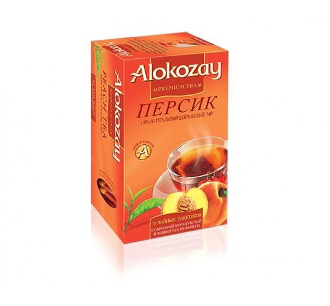 Чай черный с персиком пакетированный Alokozay 25 x 2г