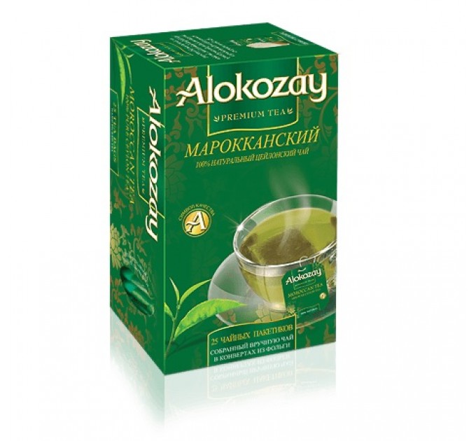 Чай зеленый марокканский с мятой пакетированный Alokozay 25 x 2 г
