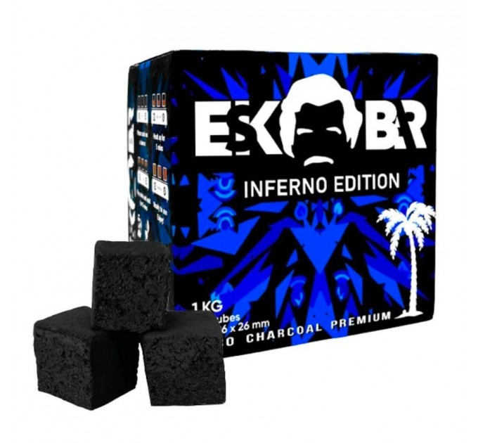 Вугілля кокосове Escobar 1 кг в упаковці (64 Кубика)